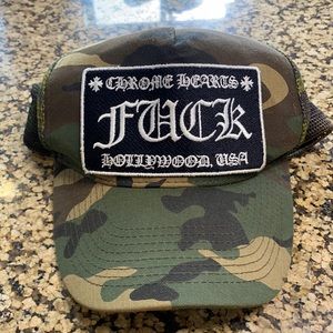Chrome hearts camo trucker hat